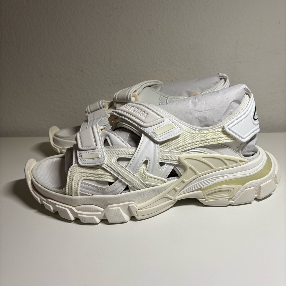 NEW BALENCIAGA Track Sandal Triple White Mens Size 9 - Picture 4 of 6
